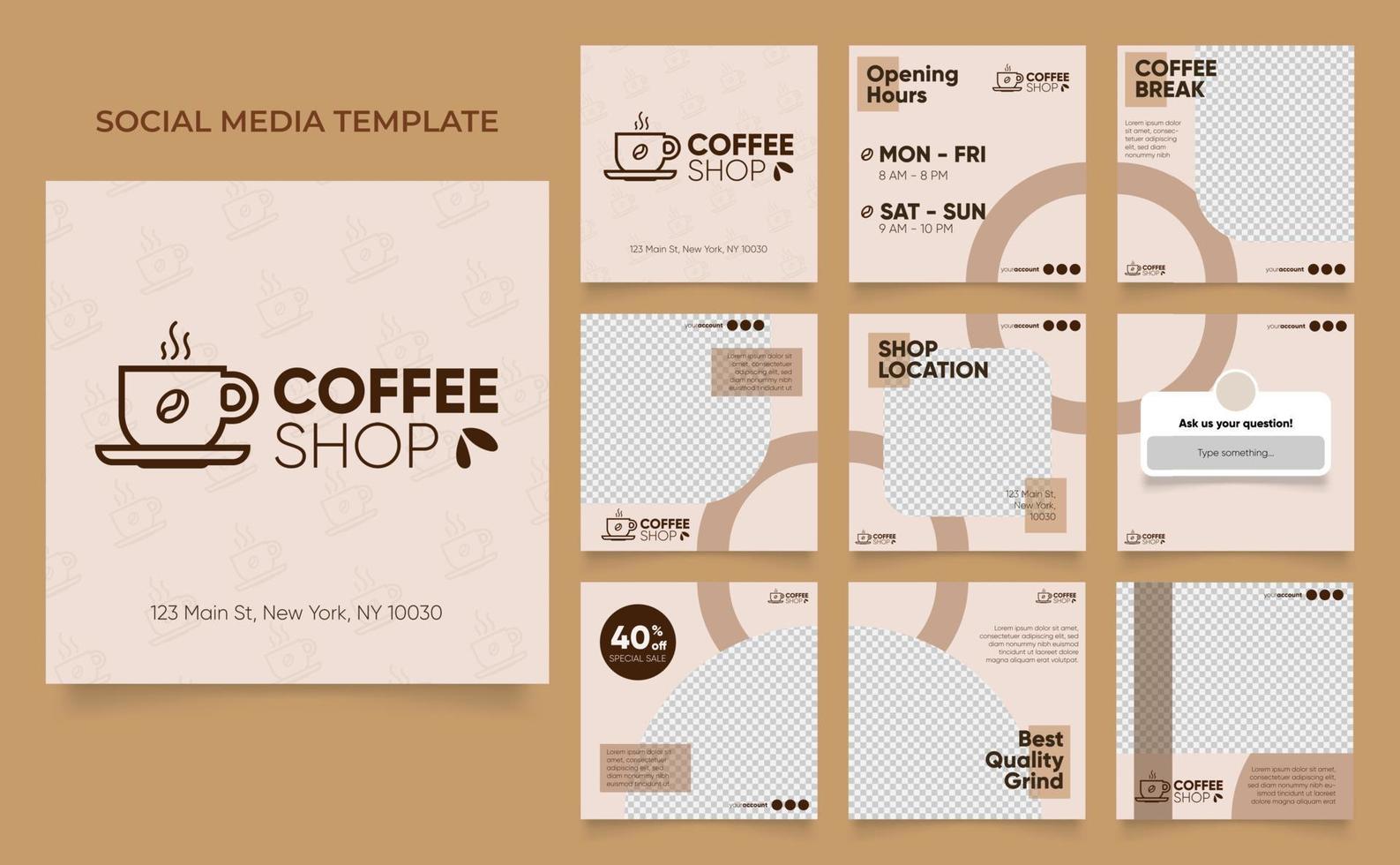 volledig bewerkbare social media sjabloon banner blog koffie verkoop promotie vector