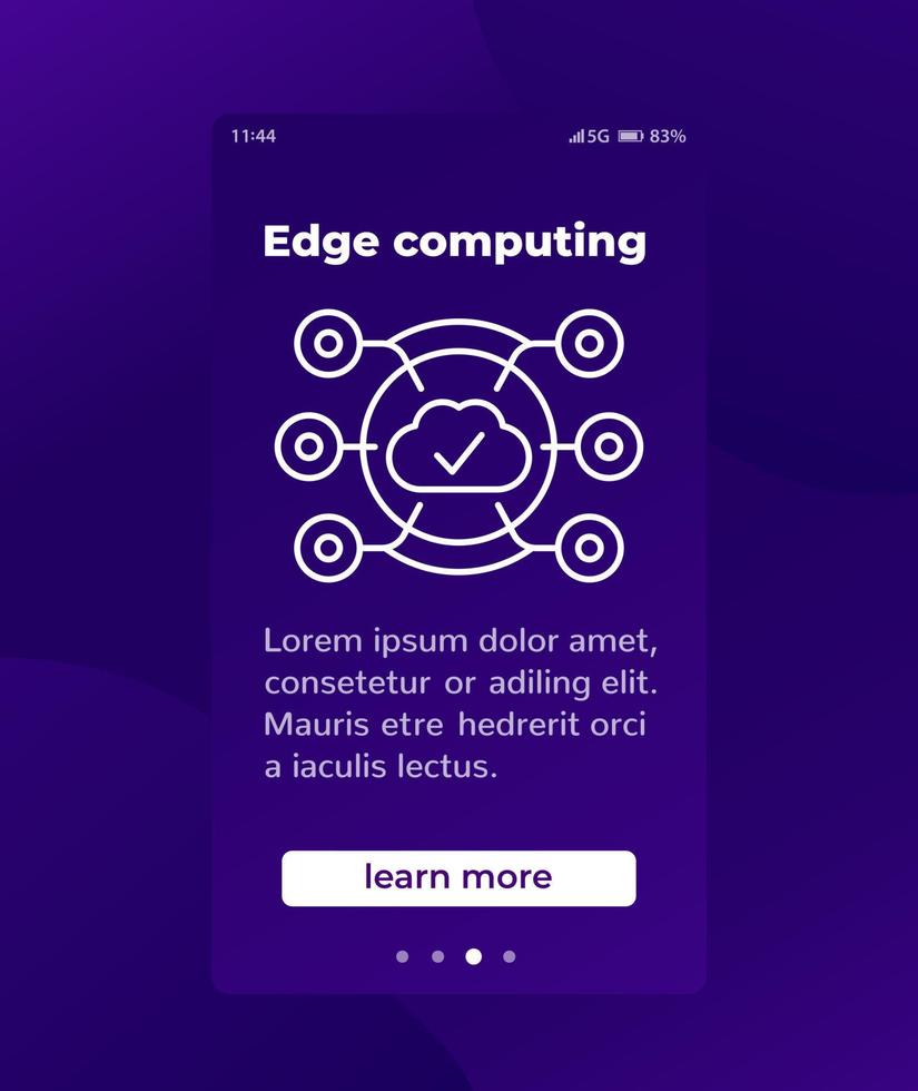 edge computing mobiele banner met lijnpictogram vector