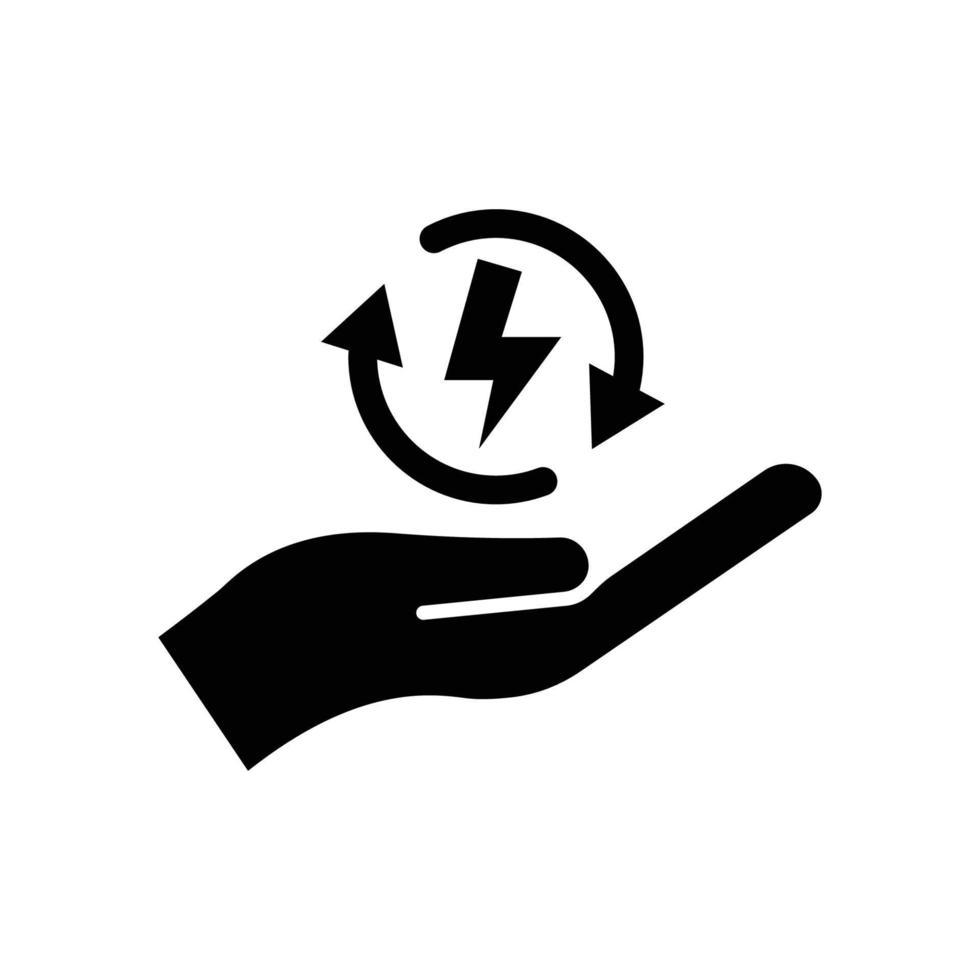 handpictogram met elektrisch in cirkel. solide pictogramstijl. geschikt voor hernieuwbare energie symbool. eenvoudig ontwerp bewerkbaar. ontwerp sjabloon vector