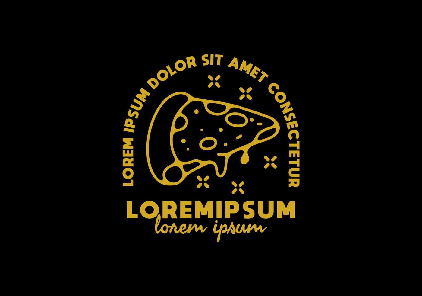 lijntekeningen illustratie van pizza met lorem ipsum tekst vector