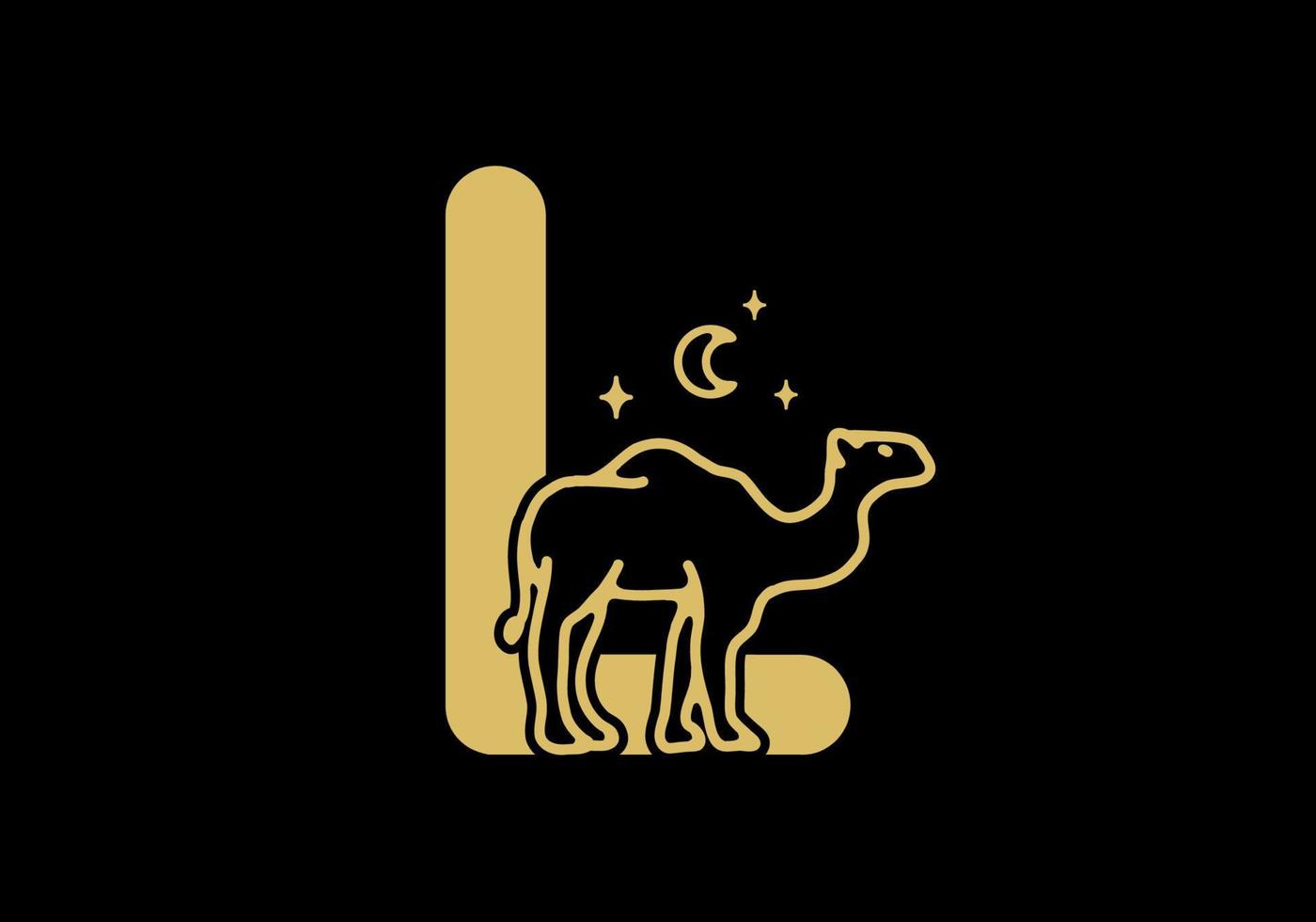 bruine kleur van l beginletter met kameelvorm vector