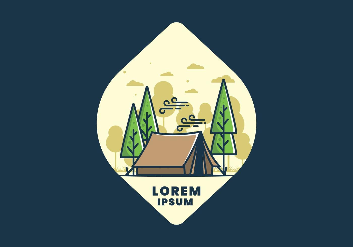 grote kampeertent en pijnbomen illustratie vector