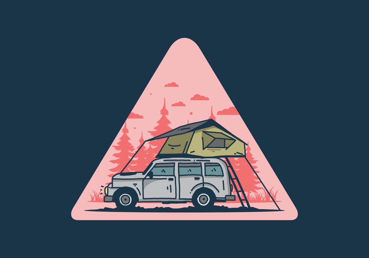 kamperen op het dak van de auto illustratie vector