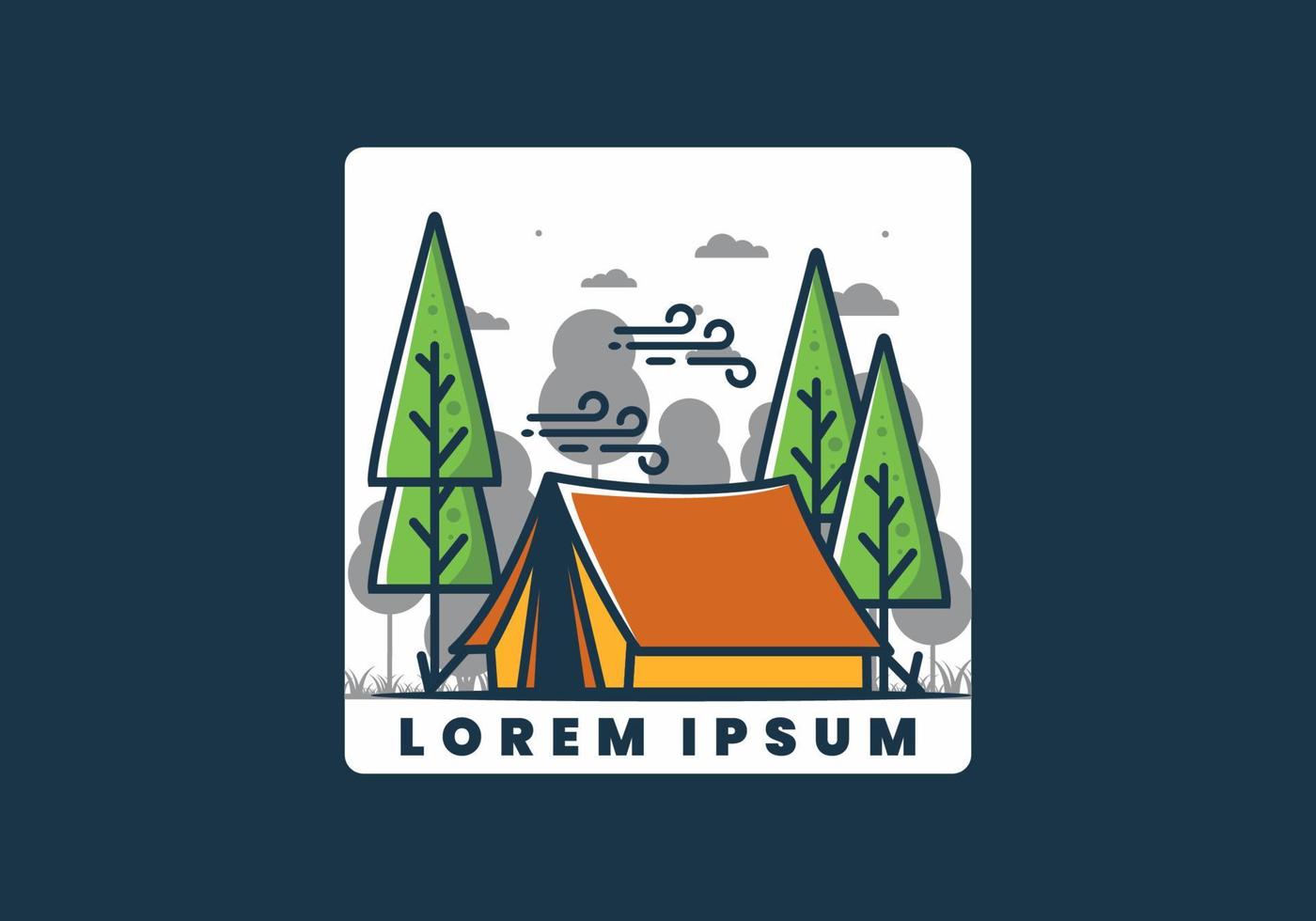 grote kampeertent en pijnbomen illustratie vector