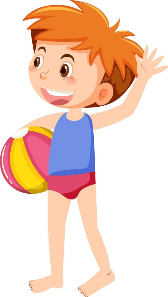 kind met strandbal op witte achtergrond vector