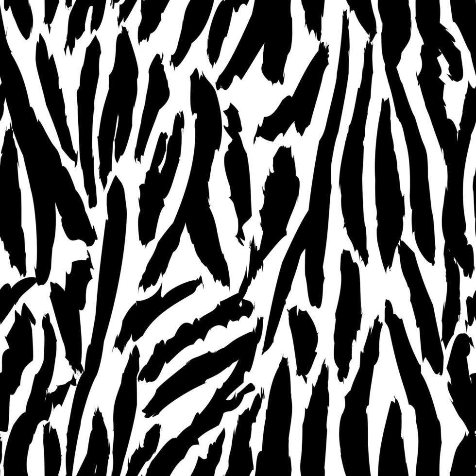 zwart-wit tijger huid naadloze patroon. grunge zebra huid, strepen behang. vector