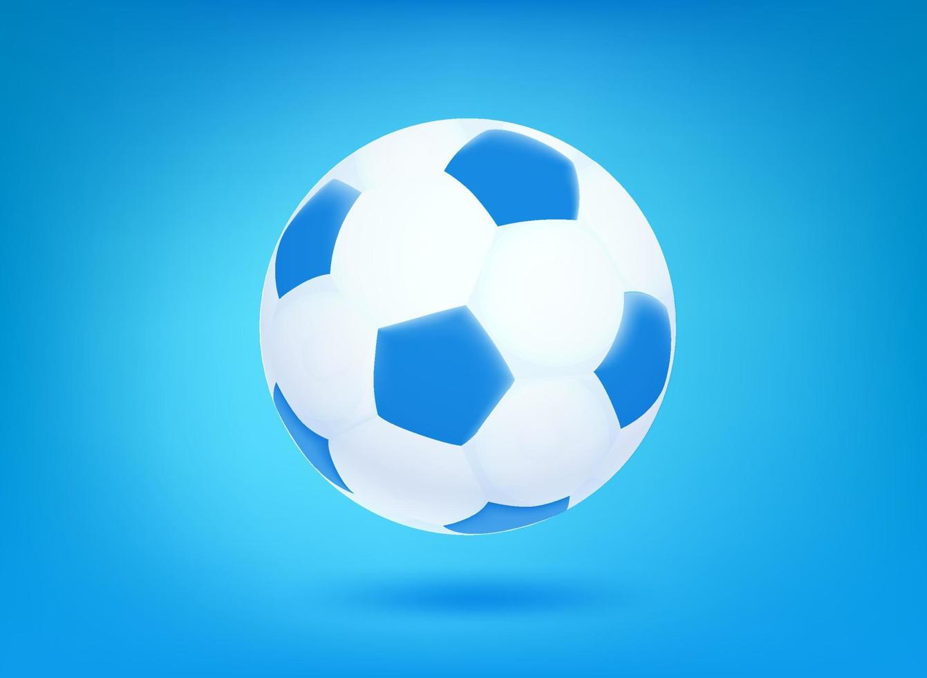 blauw en wit lederen voetbal pictogram op blauwe achtergrond. 3d vectorillustratie vector