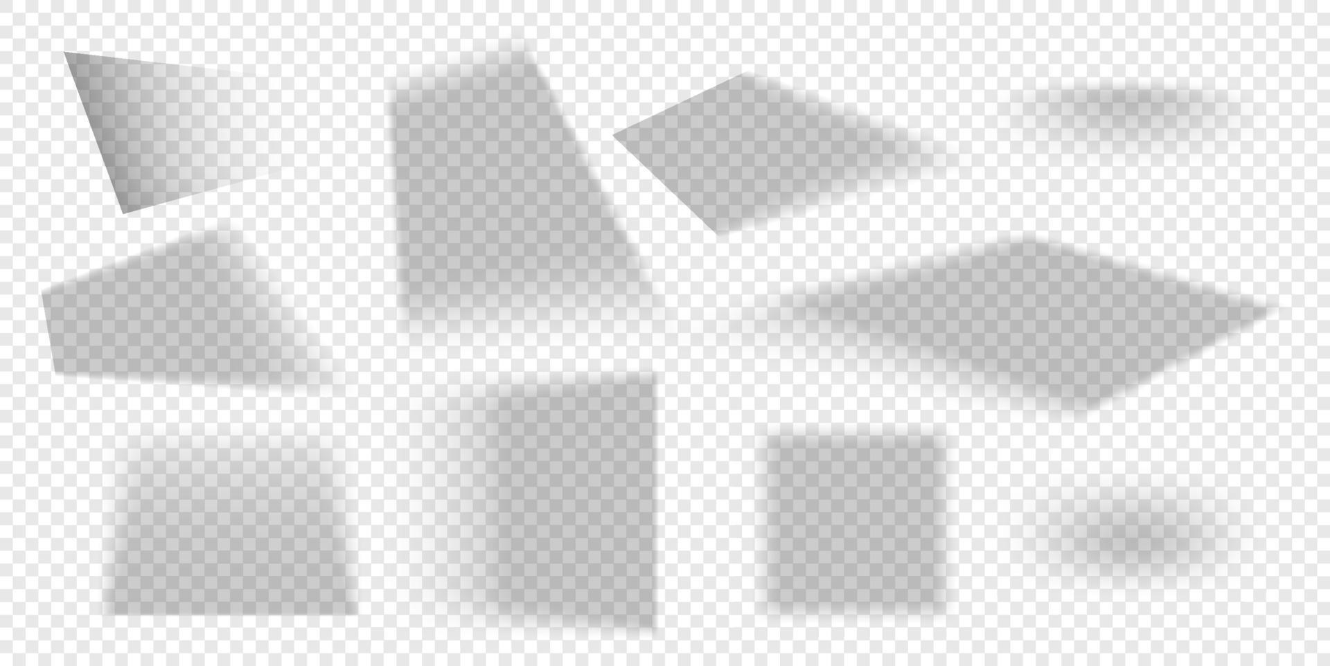 realistische schaduwen collectie op transparante achtergrond. schaduw overlay vector sjabloon