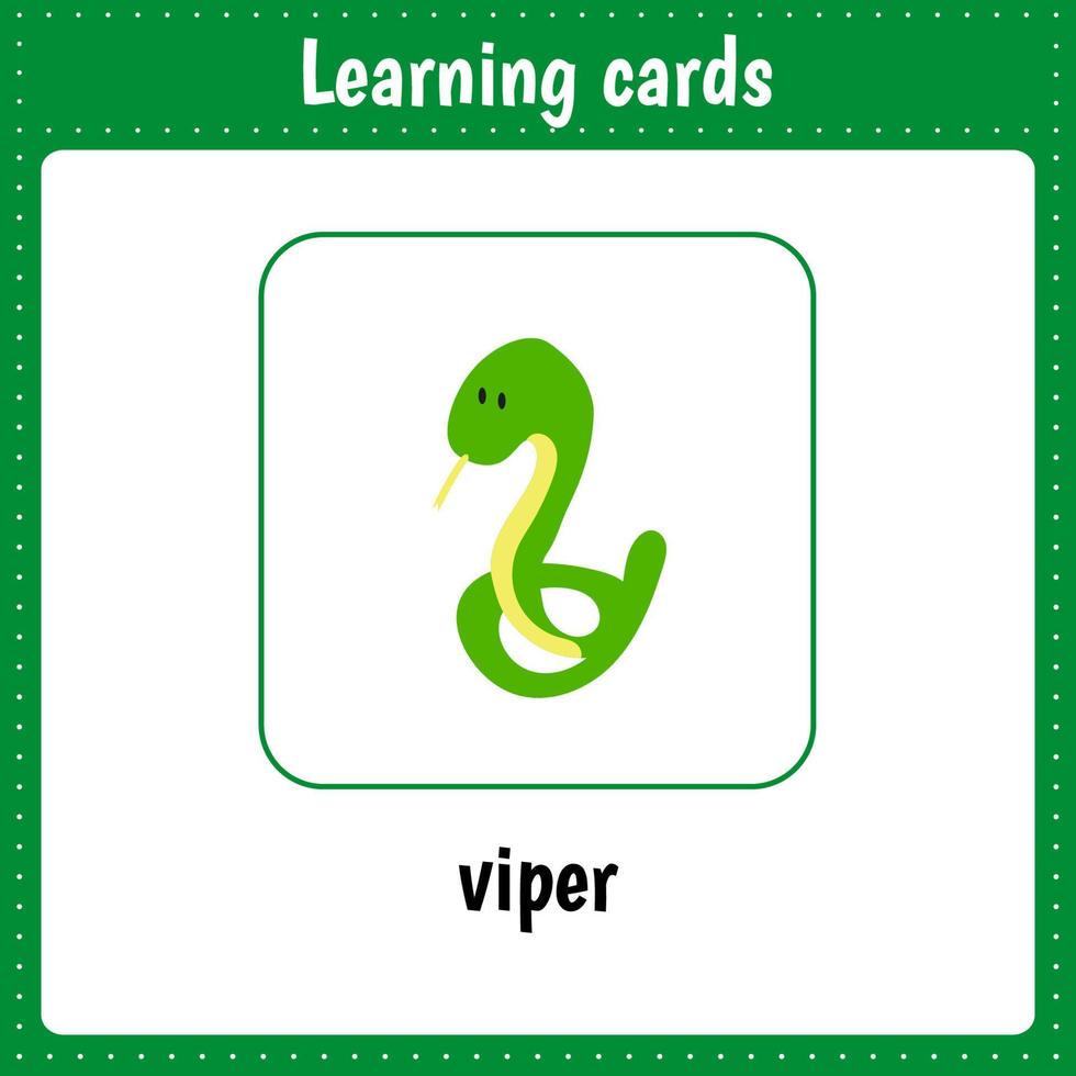 leerkaarten voor kinderen. dieren. adder vector