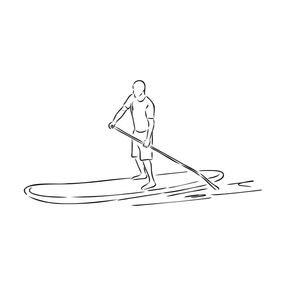 paddleboarding vector schets