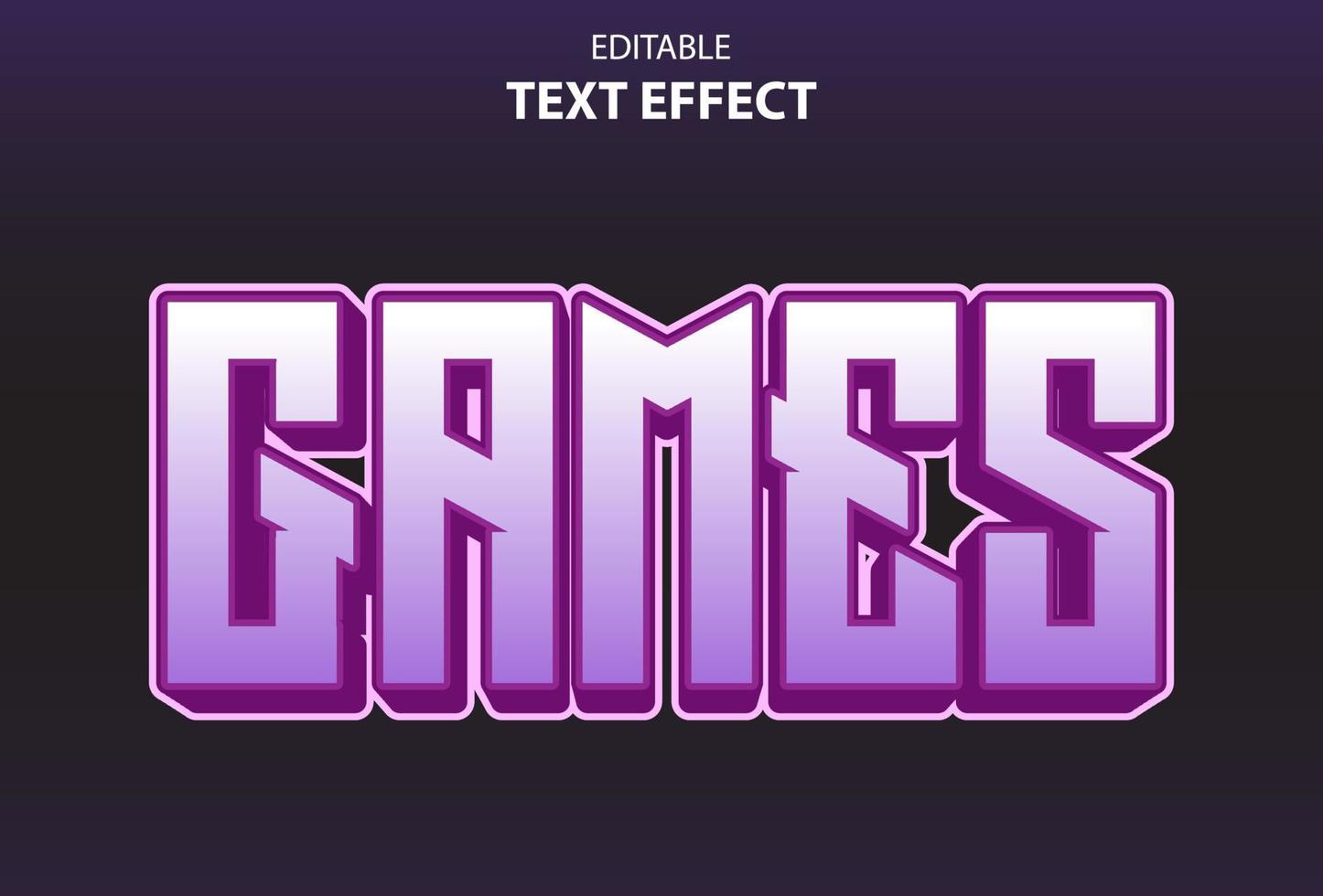 games teksteffect met paarse kleur 3D-stijl voor sjabloon. vector