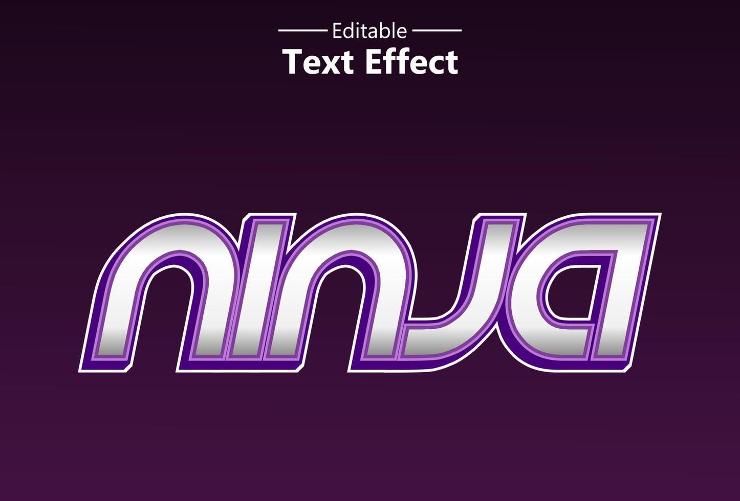 ninja-teksteffect met paarse kleur voor merk en logo. vector