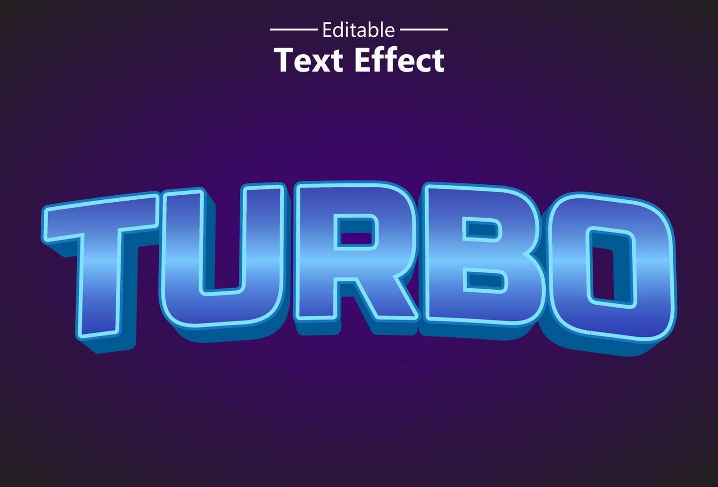 turbo-teksteffect met blauwe kleur bewerkbaar voor logo. vector