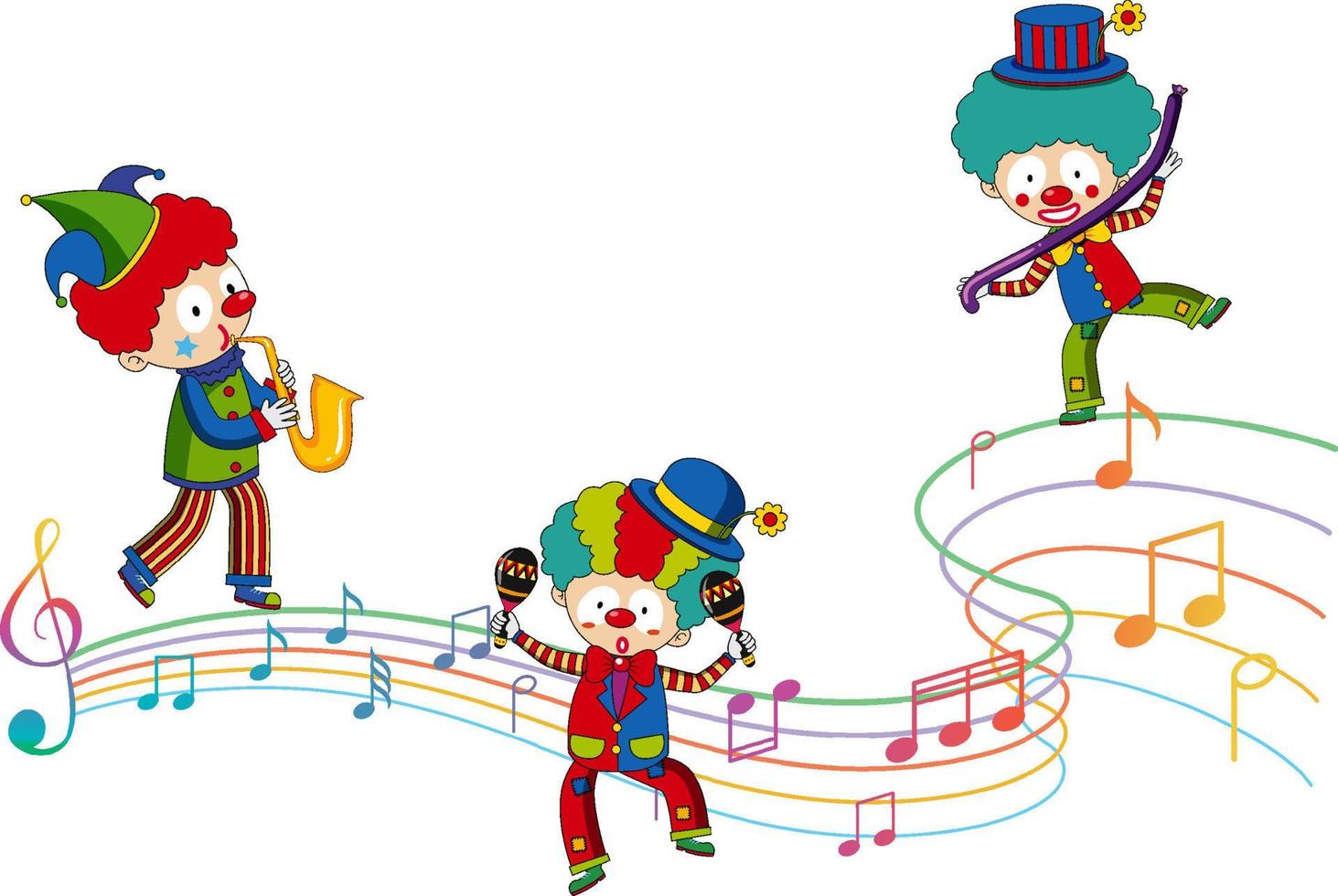 clown karton karakter met muzieknoot vector