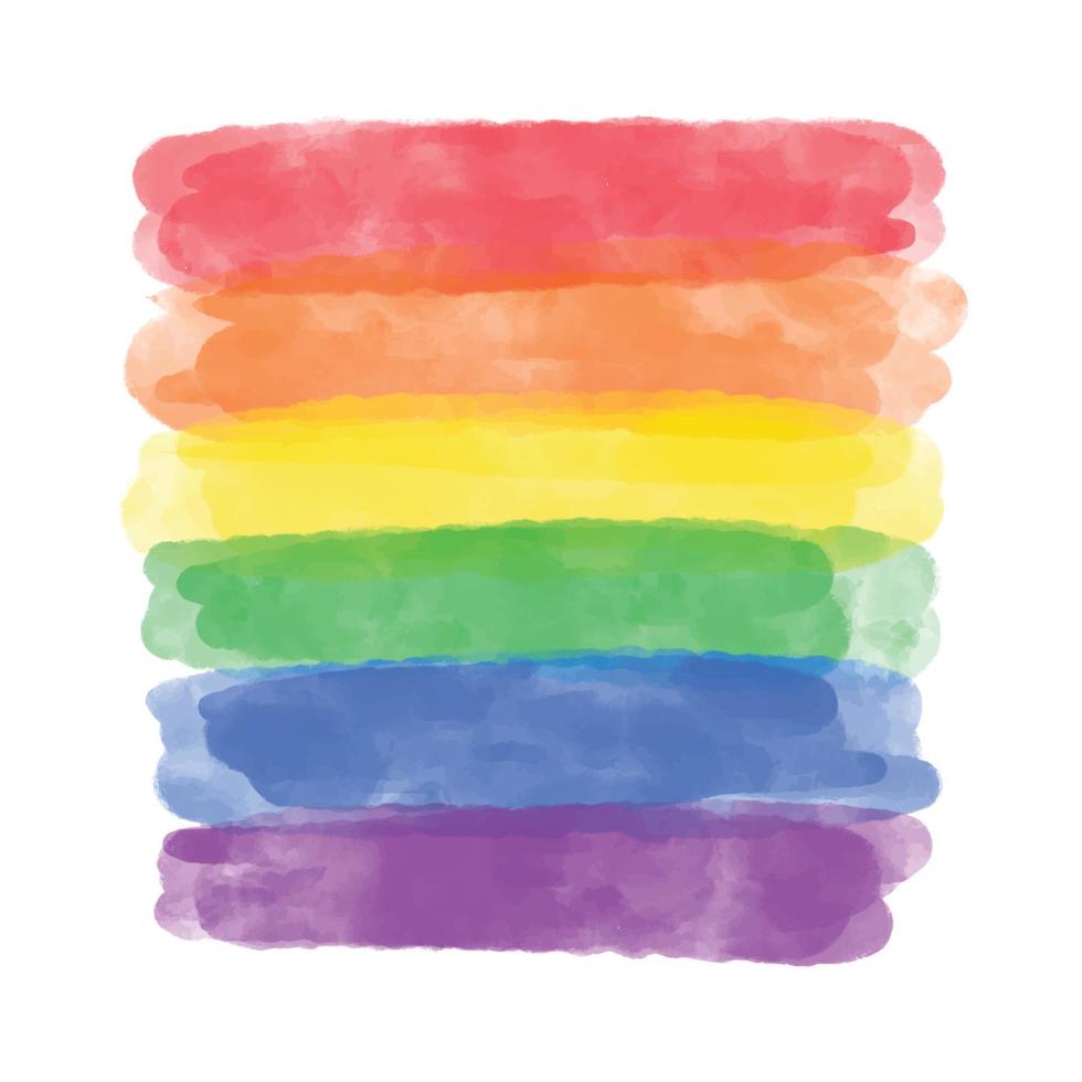 schattige vector regenboog aquarel getextureerde, kleurrijke strepen in de kleur van de lgbt-gemeenschap. artistieke aquarel hand getekende verf penseel achtergrond sjabloon voor trots maand, lgbtq viering ontwerp