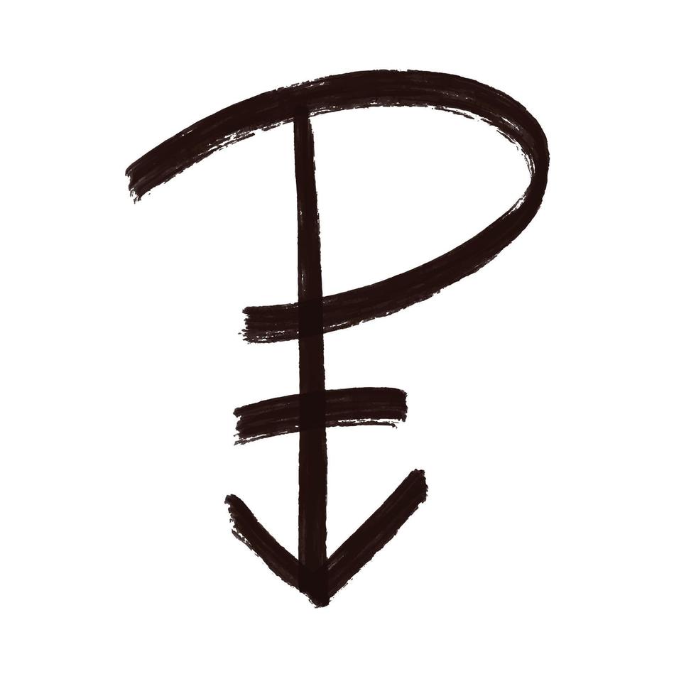 panseksualiteit symbool hand getekend met zwarte inkt penseelstreek. lgbtq gemeenschap gendergroep teken. zwarte pansexual symbool geïsoleerd op een witte achtergrond. vector illustratie