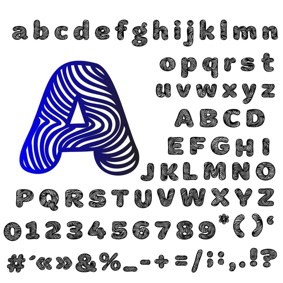 opengewerkte lettertype vector schets