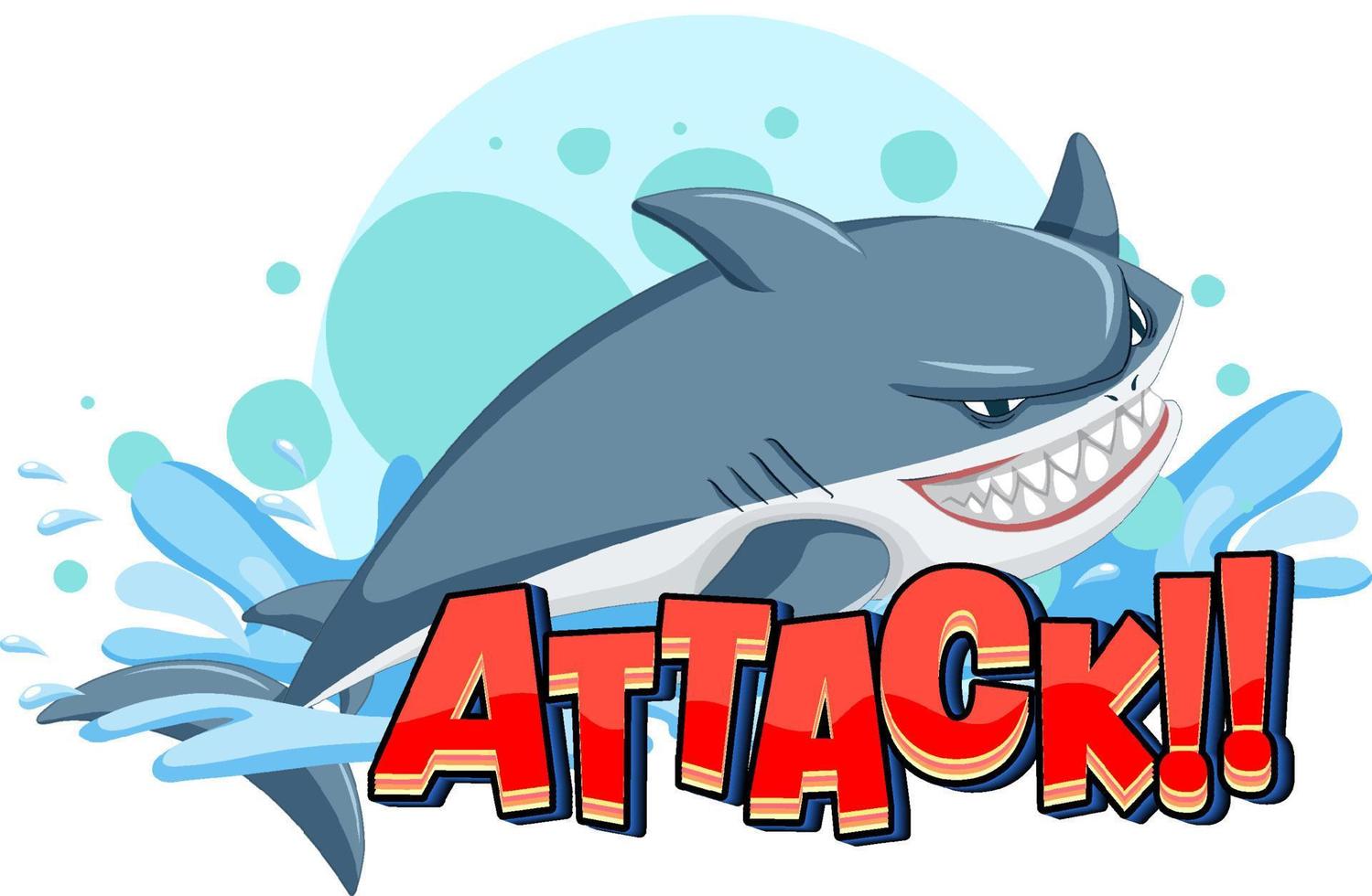 een marien logo met grote blauwe haai en aanvalstekst vector