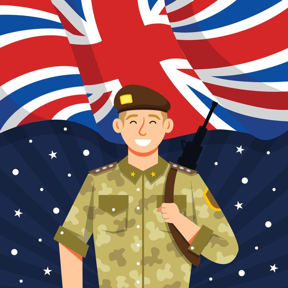 Britse strijdkrachten dag cartoon concept vector