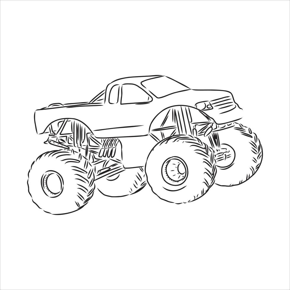 monster truck vector schets