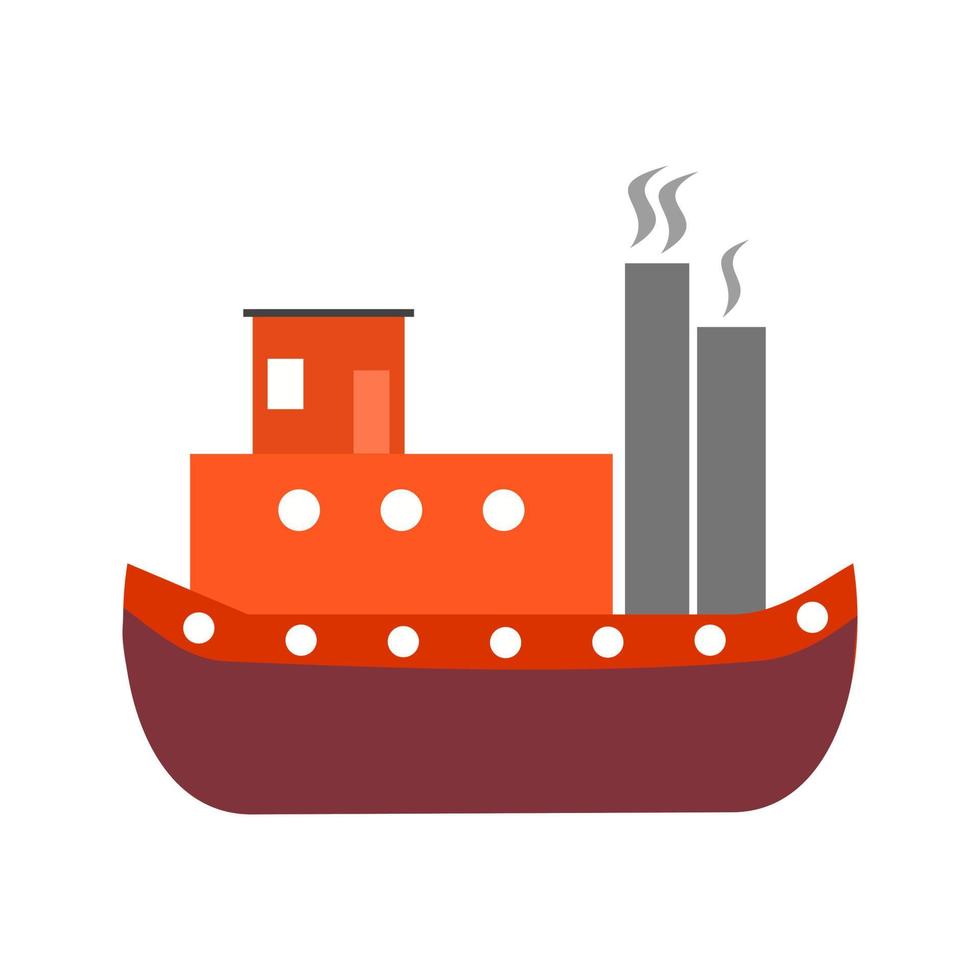 stoomschip egale kleur pictogram vector