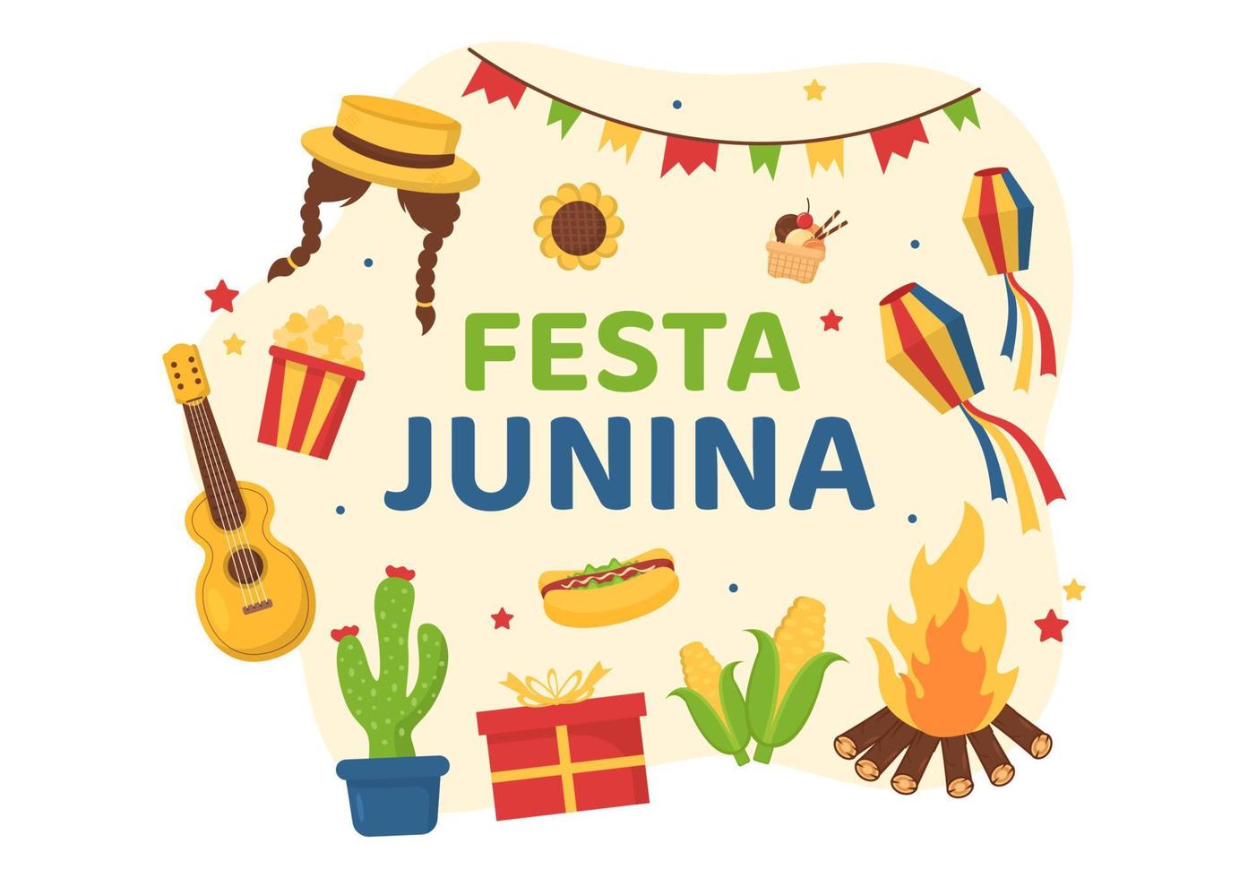 festa junina of sao joao viering cartoon afbeelding zeer levendig gemaakt door zingen, dansen samba en het spelen van traditionele spellen komen uit brazilië vector