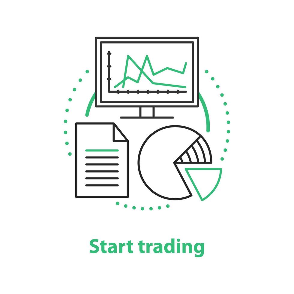 start handelsconcept icoon. markttoegang idee dunne lijn illustratie. vector geïsoleerde overzichtstekening