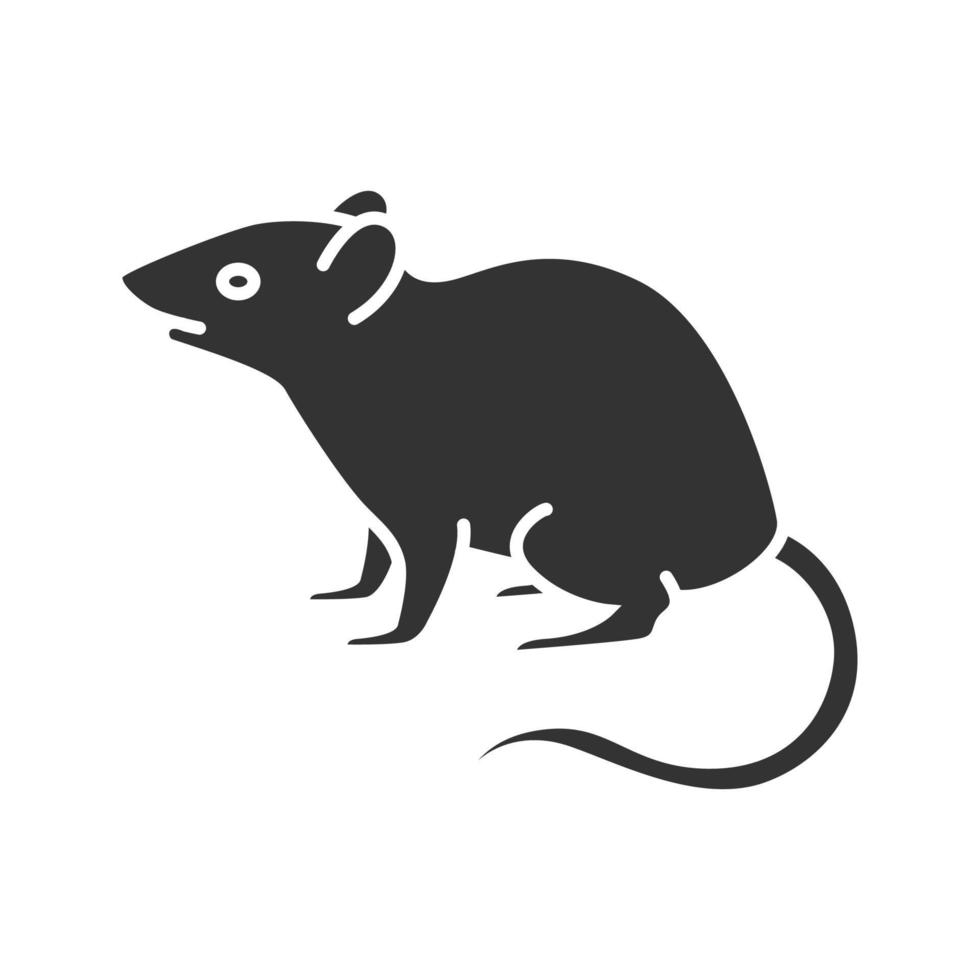 muis, rat glyph icoon. knaagdier. plaag. silhouet symbool. negatieve ruimte. vector geïsoleerde illustratie