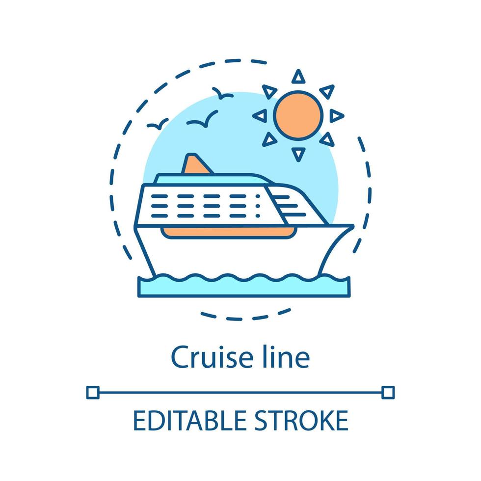 cruise lijn concept icoon. reisbureau idee dunne lijn illustratie. zomervakantie, reis, reis. toeristische route. vector geïsoleerde overzichtstekening. bewerkbare streek