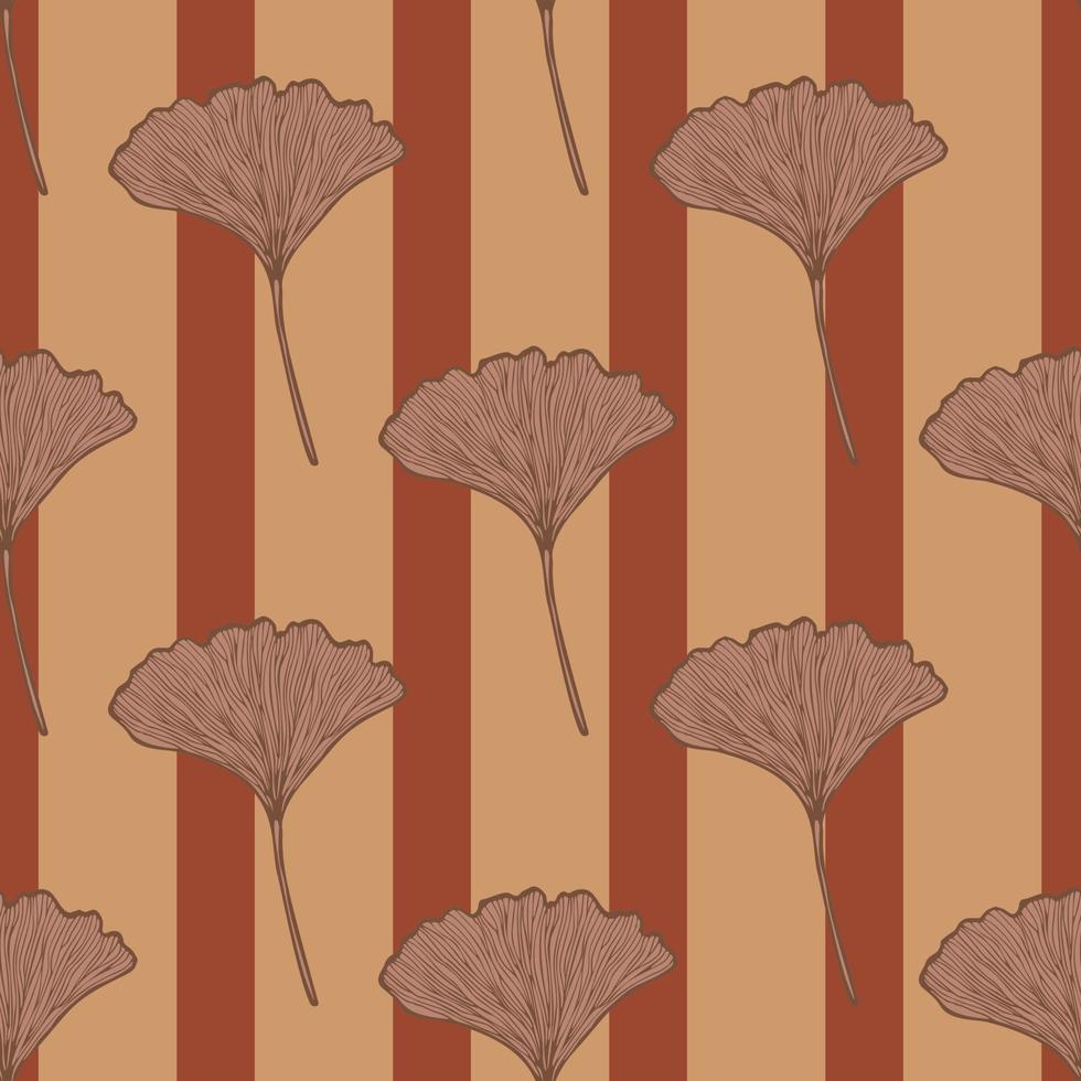 naadloze patroon gegraveerde bladeren ginkgo biloba. vintage botanische achtergrond met gebladerte in de hand getekende stijl. vector