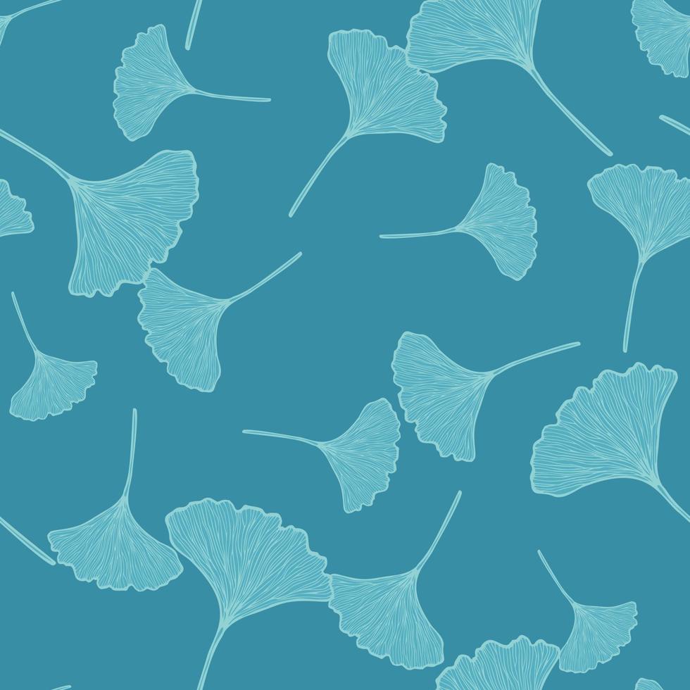 naadloze patroon gegraveerde bladeren ginkgo biloba. vintage botanische achtergrond met gebladerte in de hand getekende stijl. vector