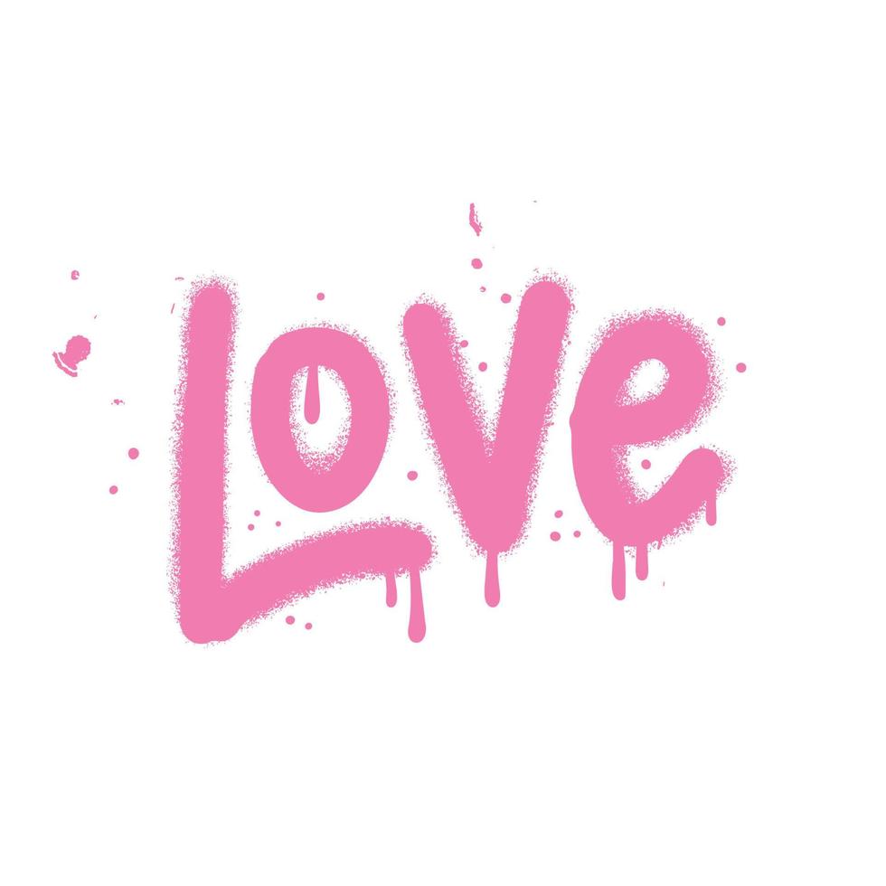 stedelijke graffiti liefdeswoord in roze over wit gespoten. inscriptie belettering vandaal street art gratis wilde stijl. graffiti woord gespoten in roze over wit. geïsoleerde getextureerde vectorillustratie. vector