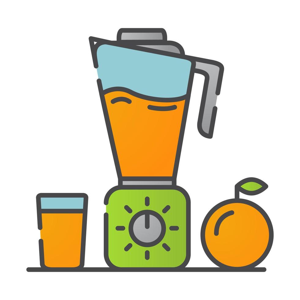 pictogram blender en sinaasappelen. platte vectorillustratie. sap van citrusvruchten. vector