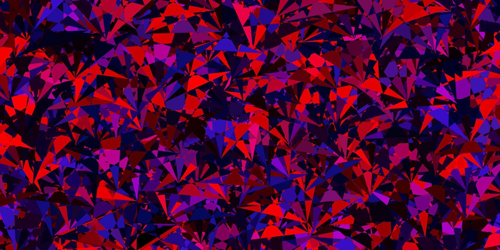donkerblauwe, rode vectorachtergrond met driehoeken, lijnen. vector