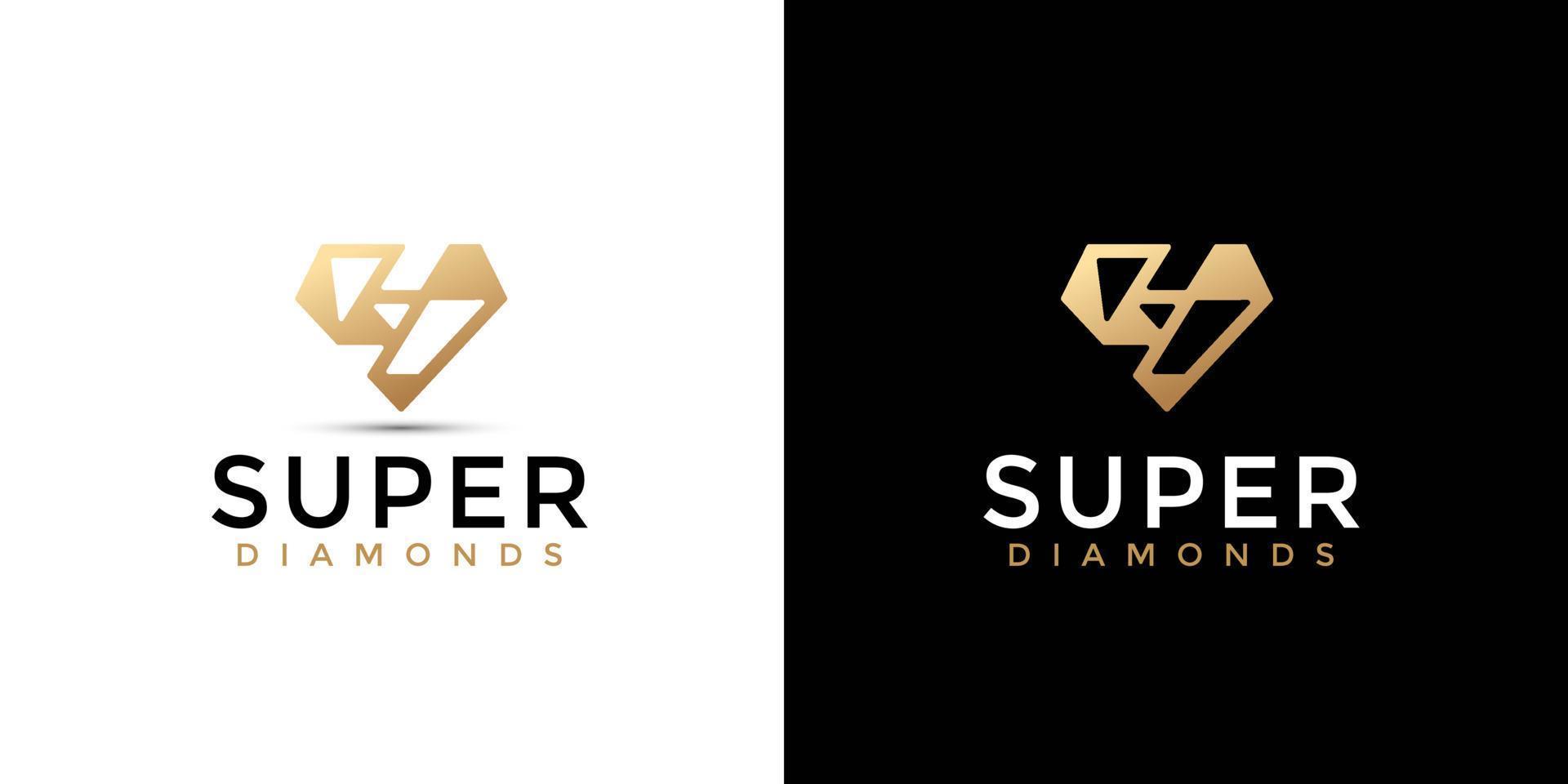 diamant luxe logo-ontwerp. uniek van vorm met gouden kleur vector