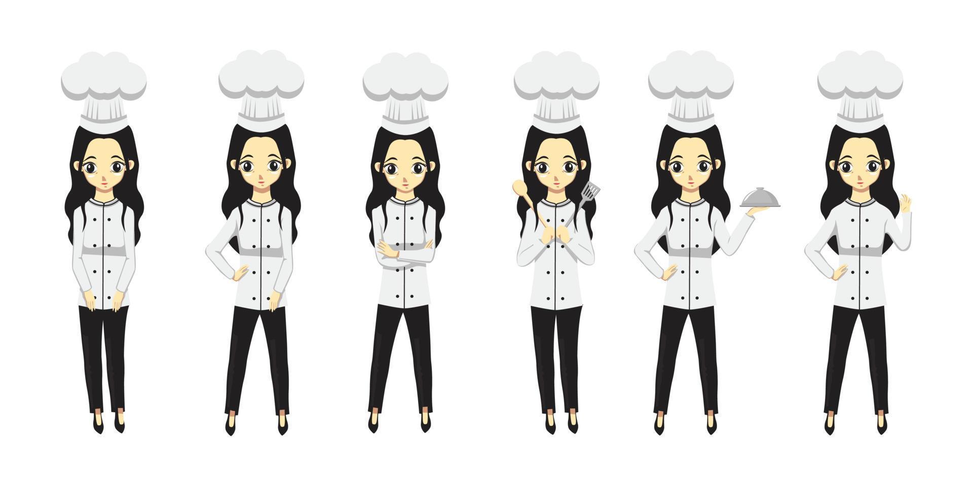 vrouw chef-kok vlakke stijl vector illustratie ontwerp