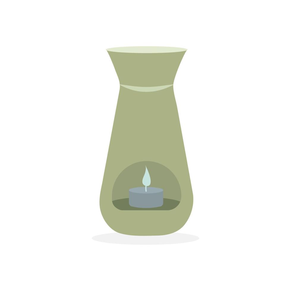 aromatherapie vectorillustratie met oliebrander en kaars.aroma lamp geïsoleerd op een witte achtergrond vector