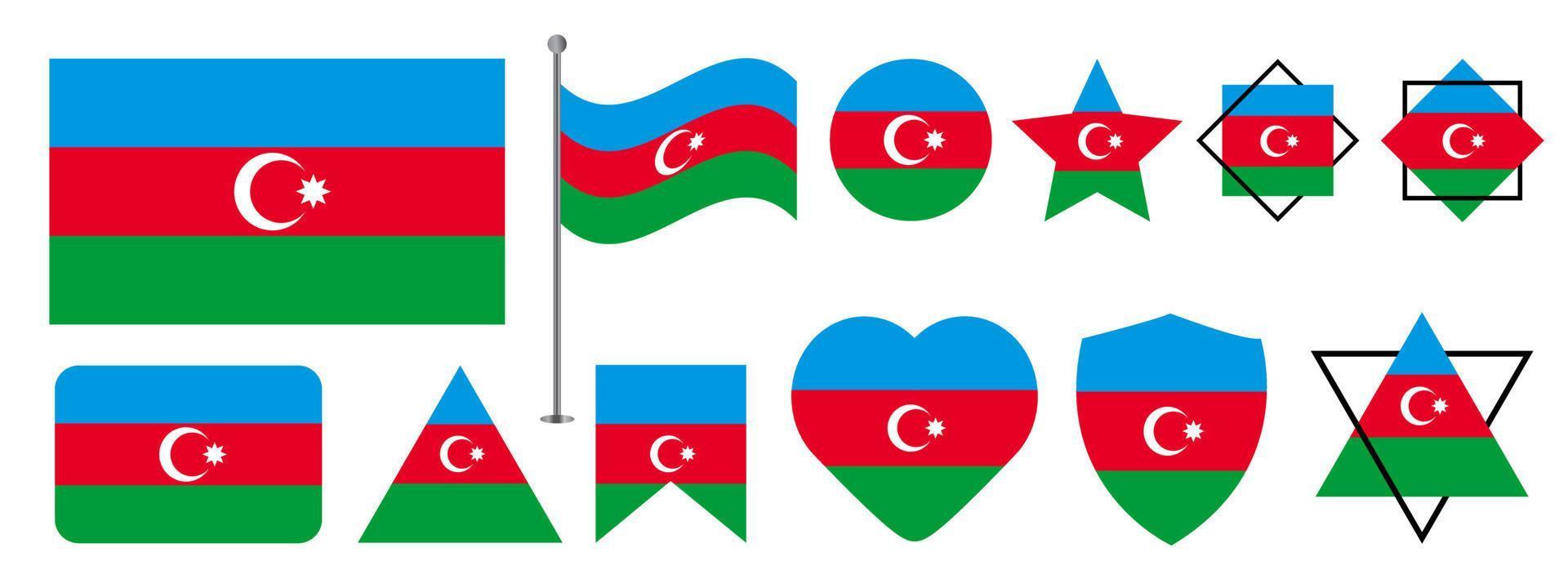 Azerbeidzjan vlag ontwerp. Azerbeidzjan nationale vlag vector ontwerpset. azerbeidzjaanse vlag vectorillustratie