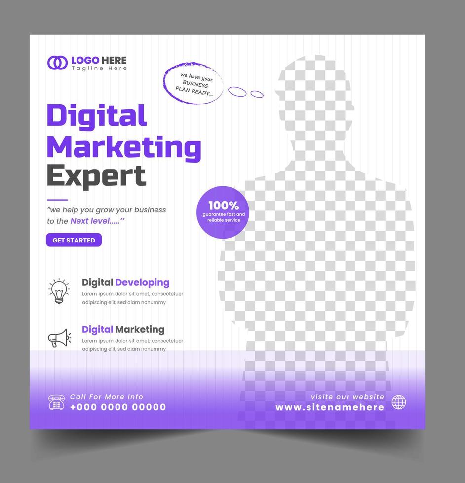 digitale marketing postbanner, digitale marketing sociale media postbanner. zakelijke marketing postbanner. digitale marketingbanner. vector