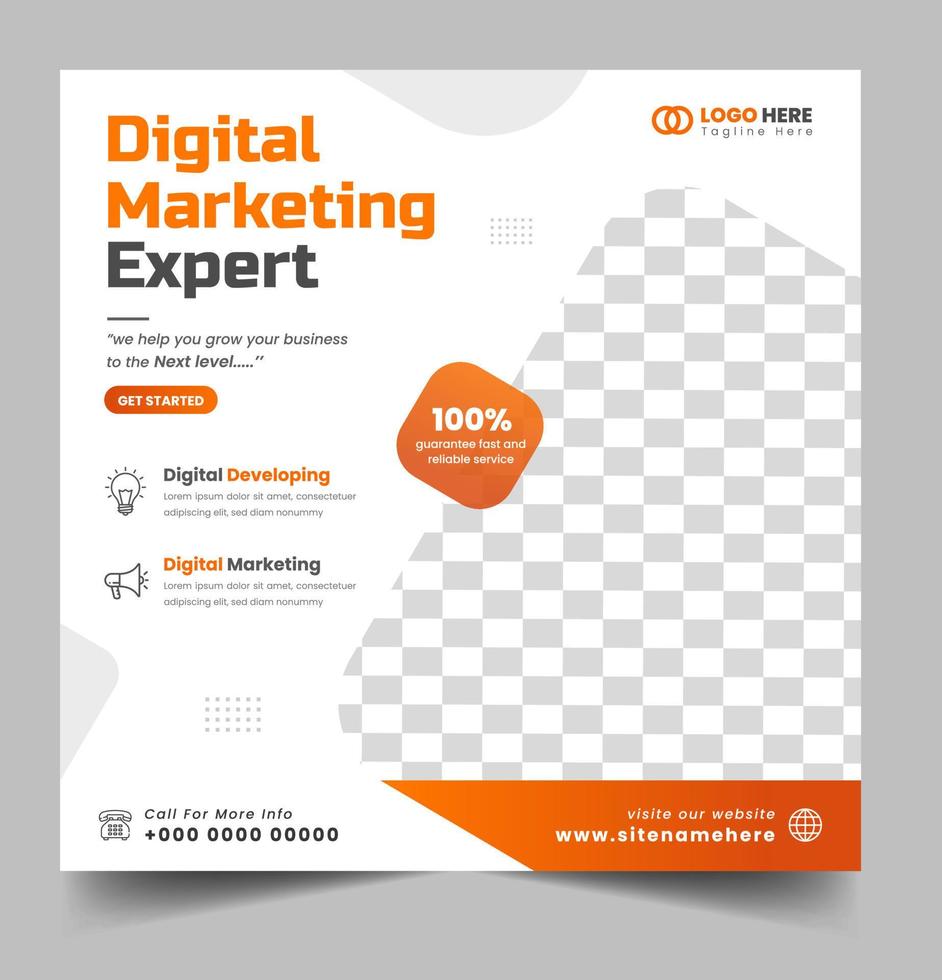 digitale marketing postbanner, digitale marketing sociale media postbanner. zakelijke marketing postbanner. digitale marketingbanner. vector