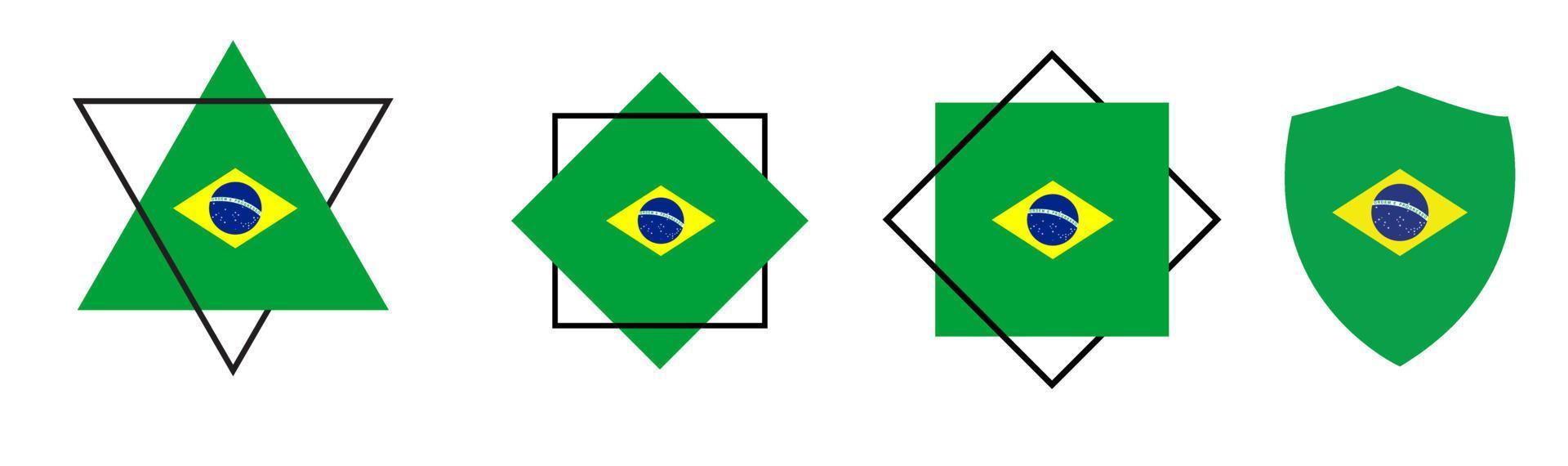 braziliaanse vlag. vectorillustratie. Brazilië nationale vlag instellen vectorillustratie. illustratie van de vlag van brazilië. brazilië officiële nationale vlag. vector