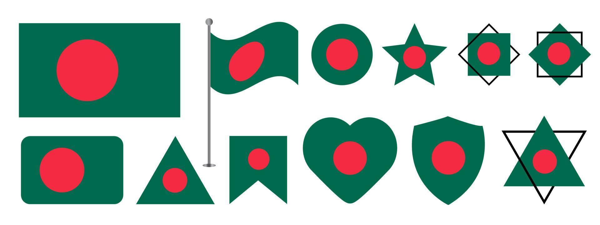 Bangladesh vlag ontwerp. Bangladesh nationale vlag vector ontwerpset. vlag van Bangladesh vectorillustratie