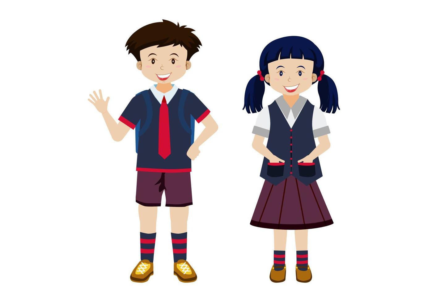 vectorillustratie van student jongen en student meisje met school pak geïsoleerd op een witte background vector