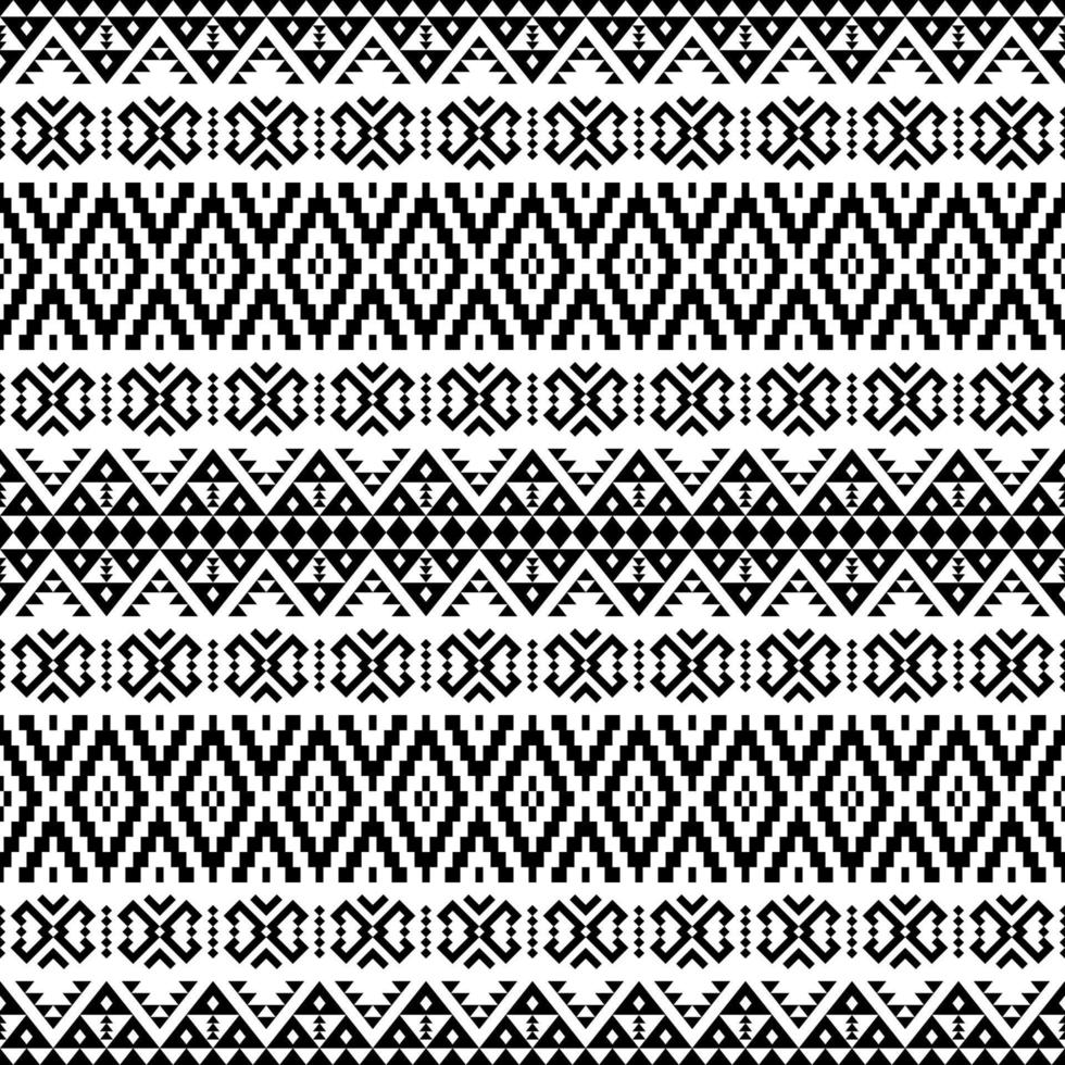ikat Azteeks etnisch naadloos patroonontwerp in zwart-witte kleur vector