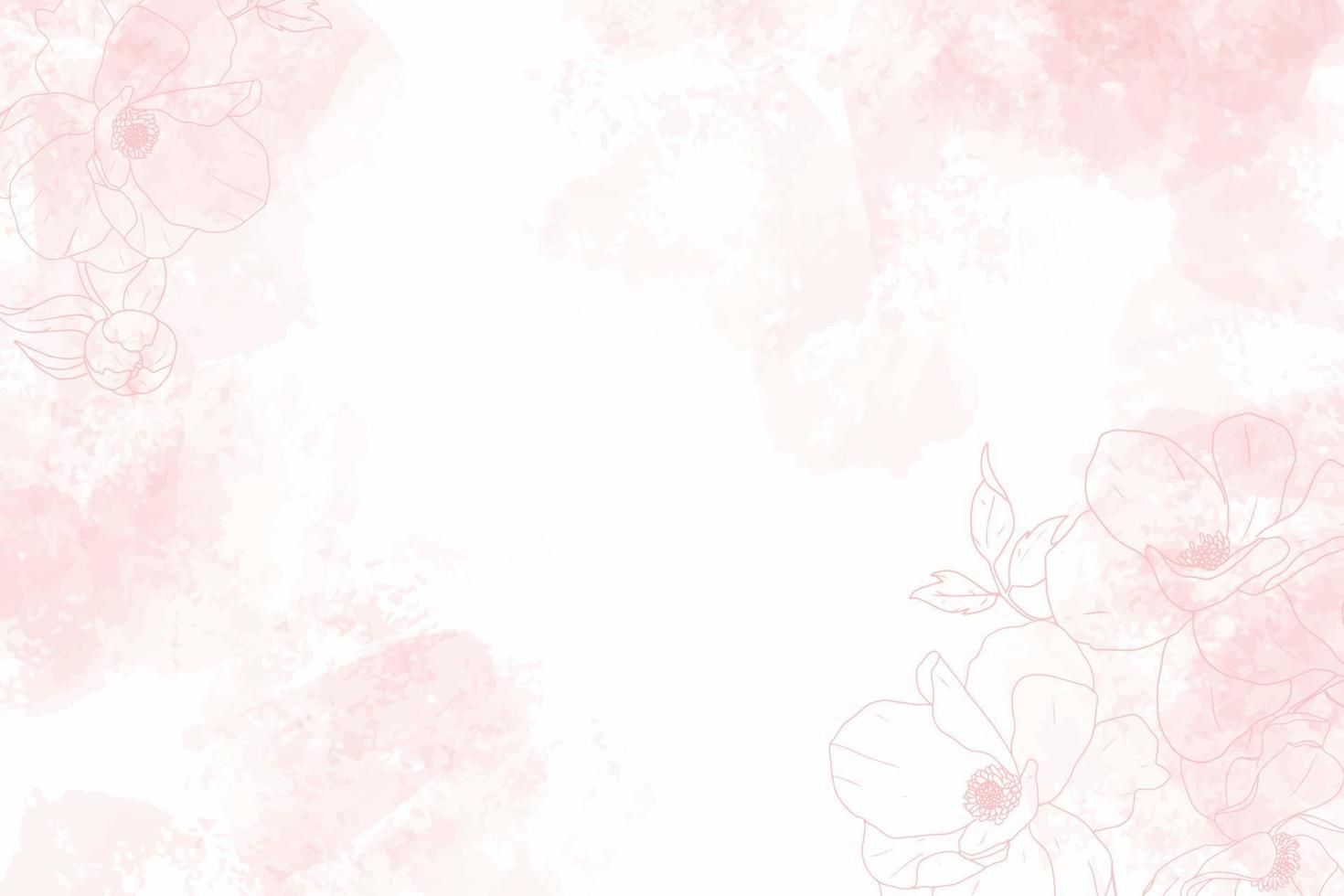 roze aquarel splash achtergrond met lijntekeningen poeny vector