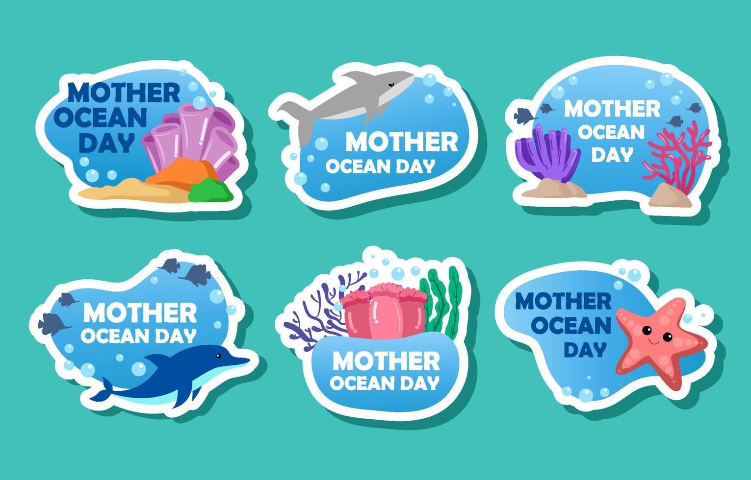 moeder oceaan dag sticker vector