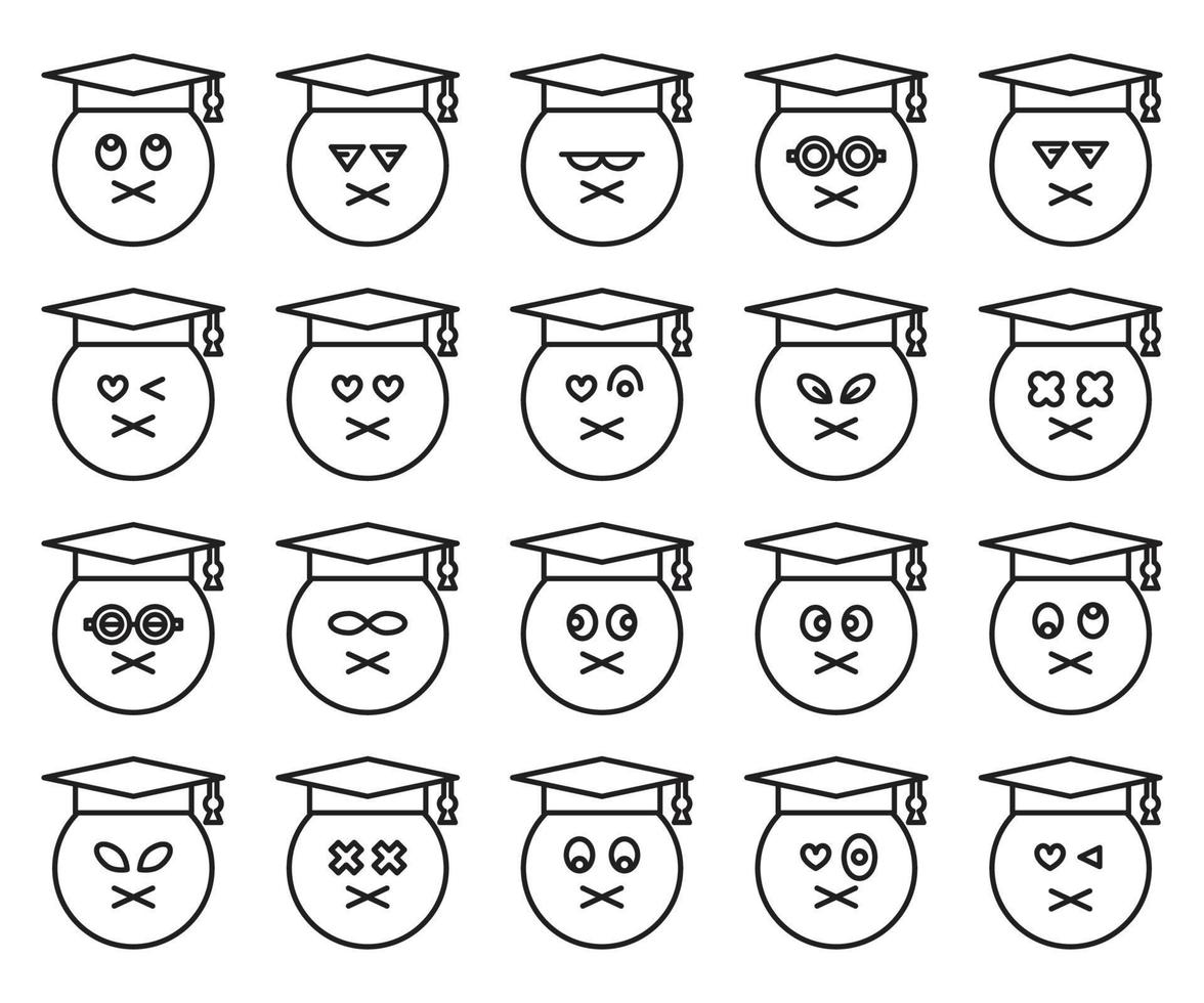 emoticons set voor studentenregel dempen vector