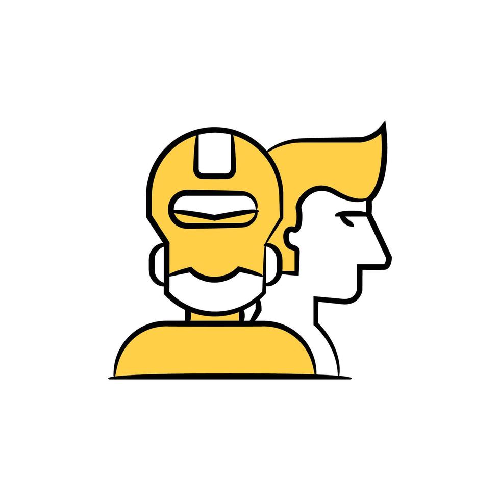 robot en menselijke gele doodle thema illustratie vector