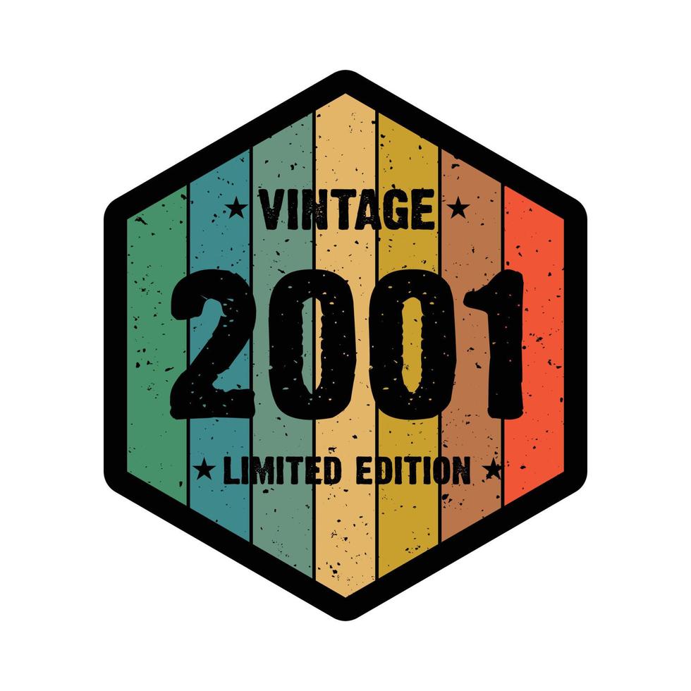 2001 vintage retro t-shirtontwerp, vector