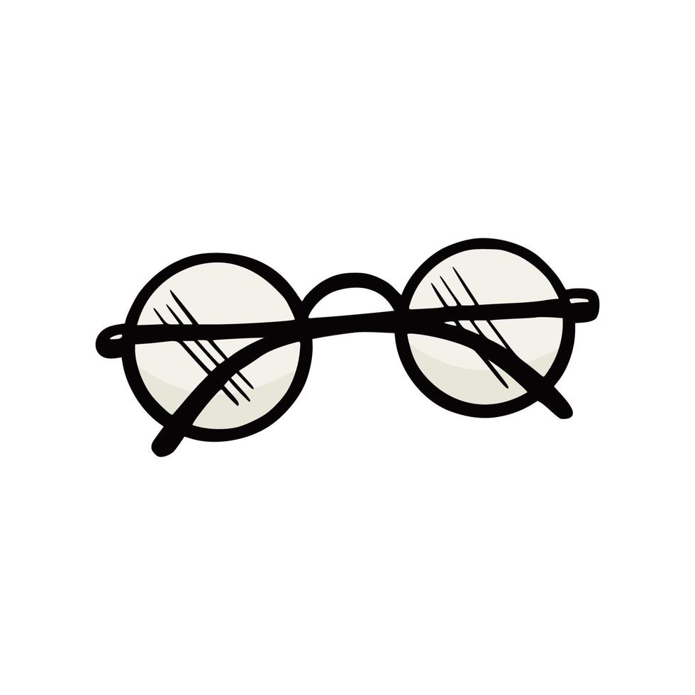 handgetekende ronde frame bril, bovenaanzicht. vector
